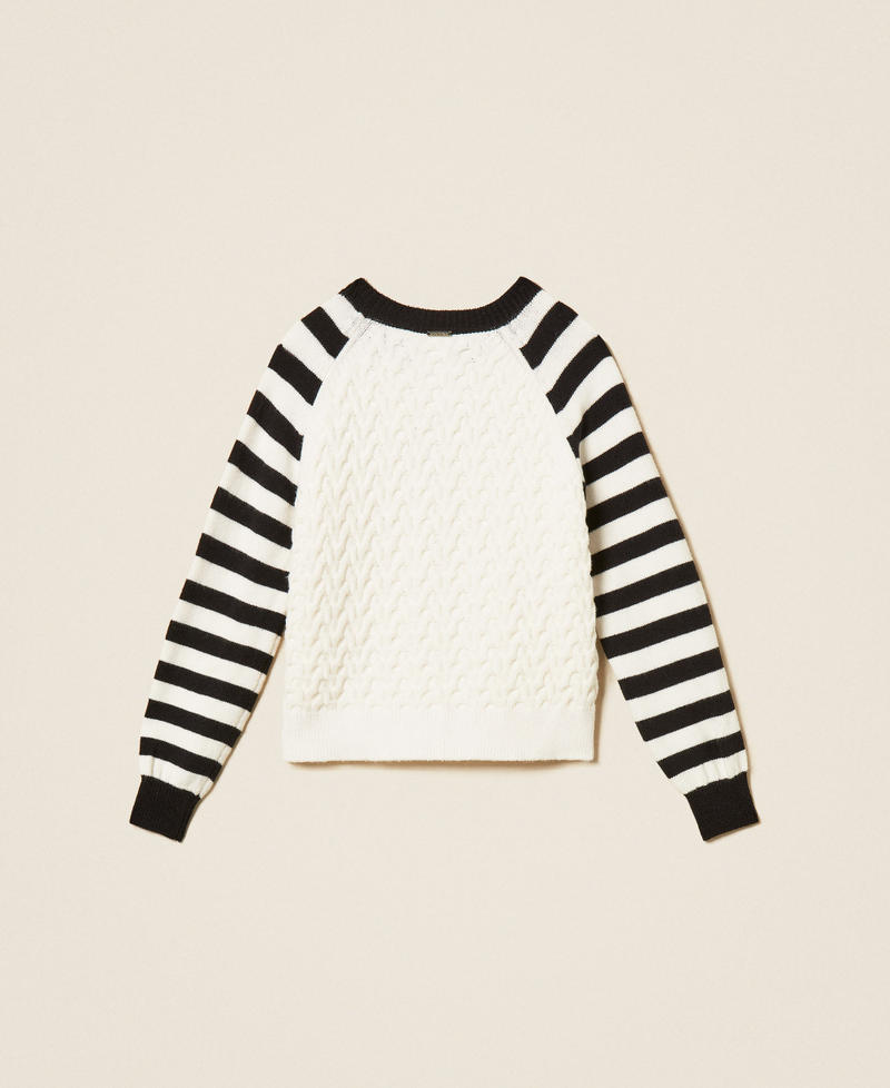 Jumper with striped sleeves "Snow" White/Black Stripes Girl 262GJ3043_13777_S1