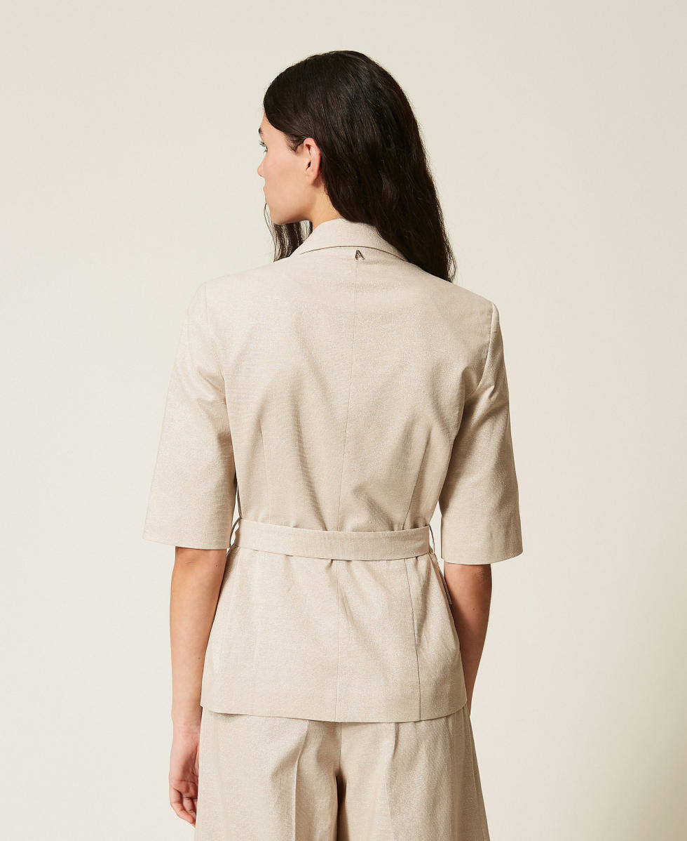 Blazer en lin m&eacute;lang&eacute; avec lurex Beige &laquo;&nbsp;Cashew&nbsp;&raquo; Lurex Femme 261AT2070_13460_03