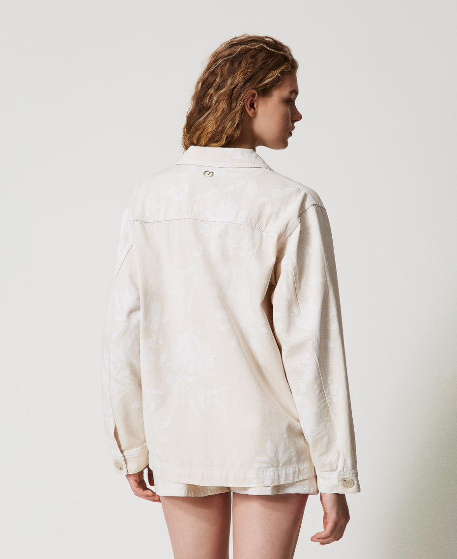 Floral bull jacket Snow/Parchment Floral Print Woman 251TT2200_12493_04
