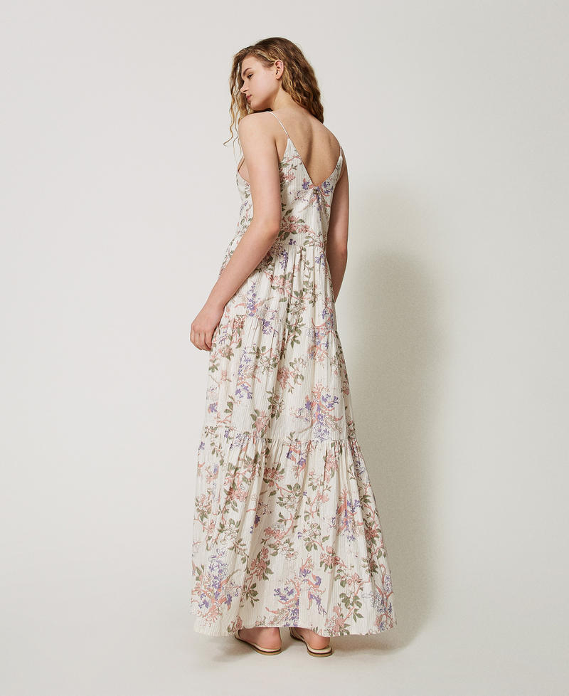Long floral muslin dress Multicolour/Lurex Floral Print Woman 251TT2150_12494_03