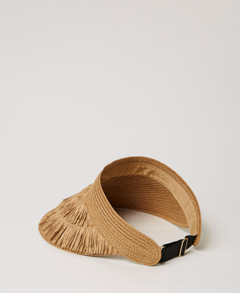 Raffia-like visor with fringes Straw Woman 251LM5BMM_00193_03
