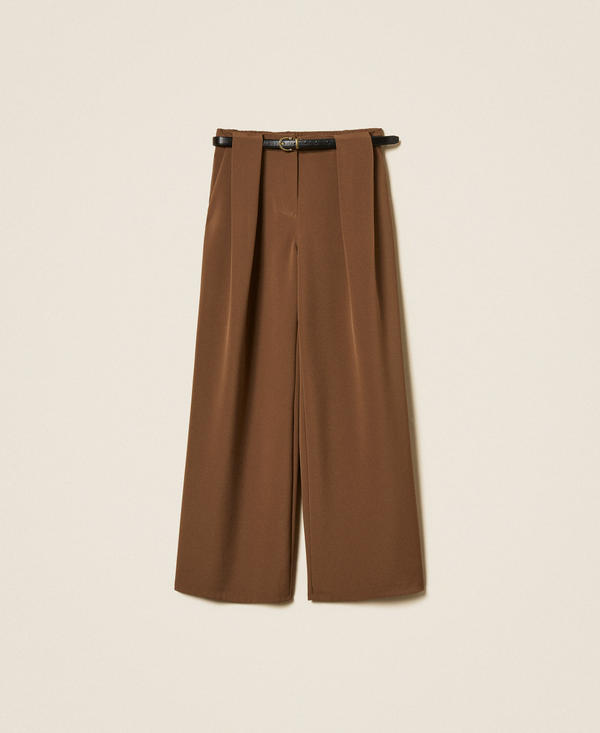 Pantalon ample en cady avec ceinture