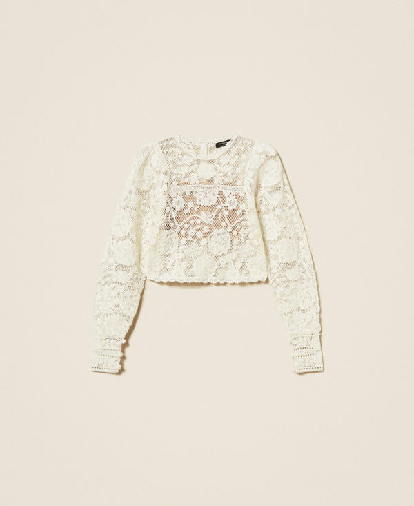 Wool blend crochet jumper