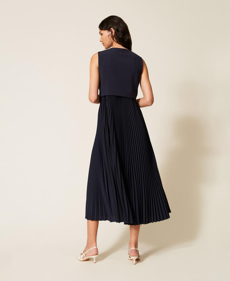 Vestido largo de efecto chaleco con plisados Azul claro Mujer 261TE2111_13172_03