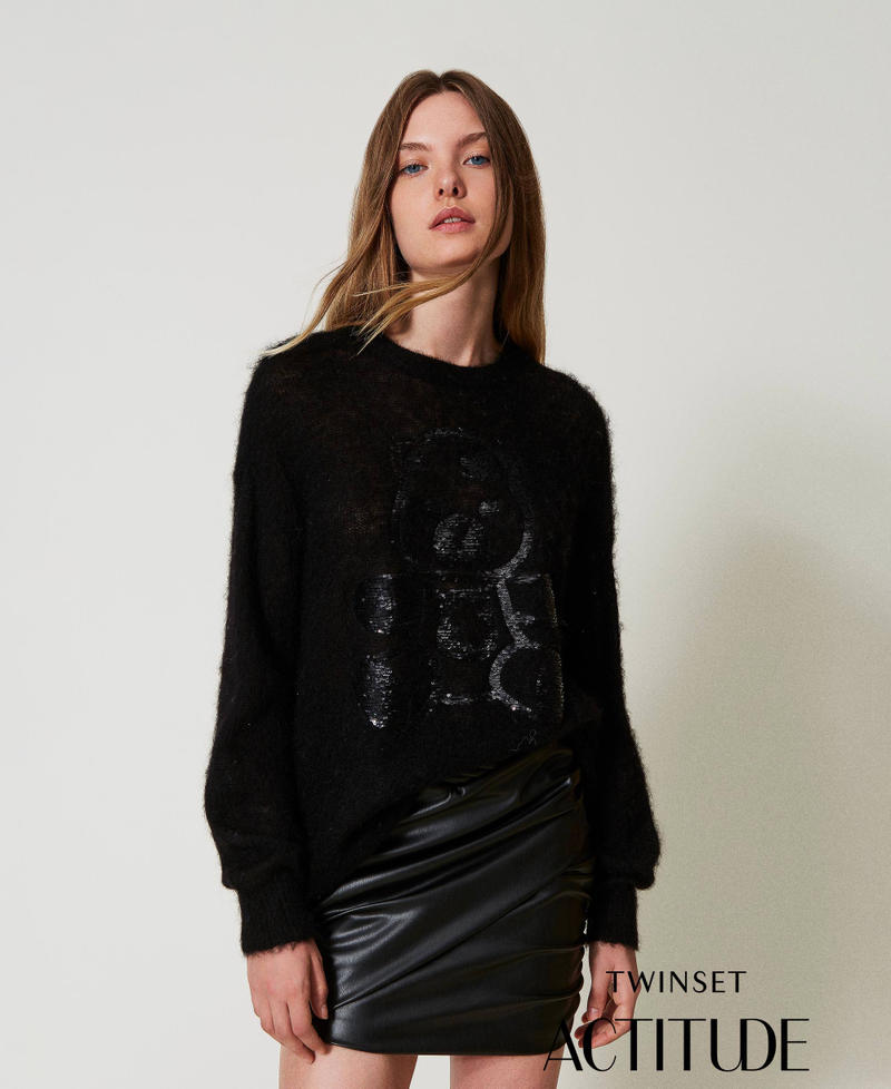 MYFO Pullover aus Wolle und Mohair Schwarz Frau 242AQ3401_00006_01