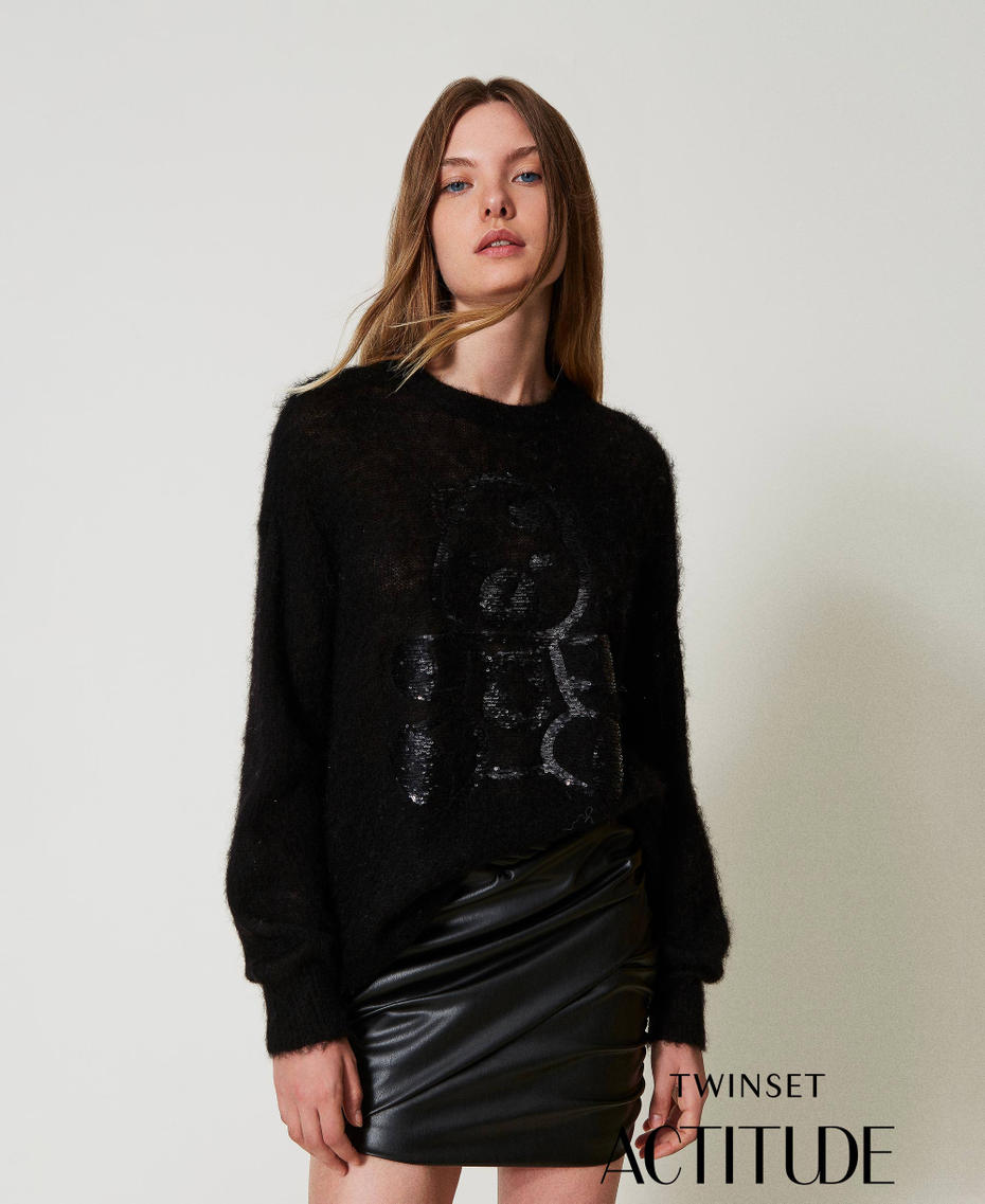 MYFO Pullover aus Wolle und Mohair Schwarz Frau 242AQ3401_00006_01