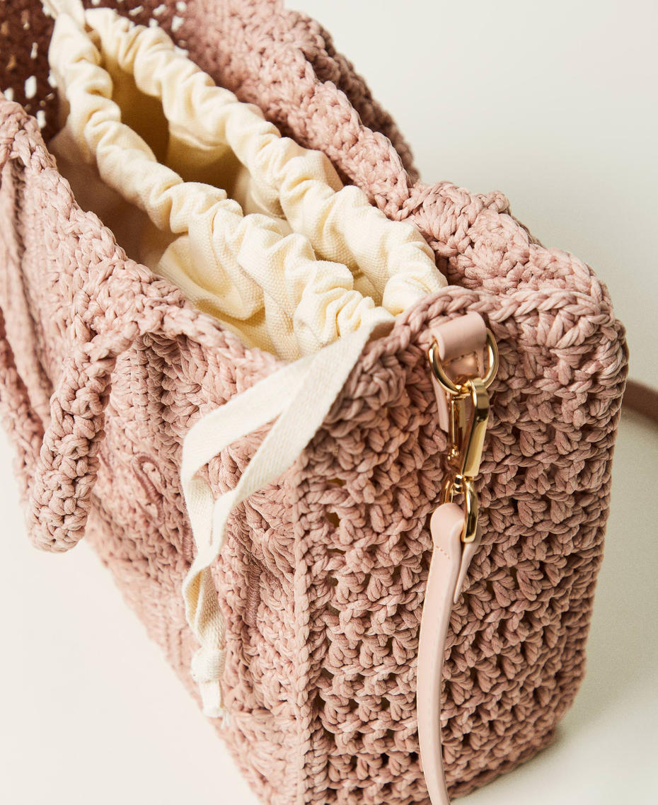 ‘Bohémienne’ crochet shopper bag Parisienne Pink Woman 251TB7411_00714_04