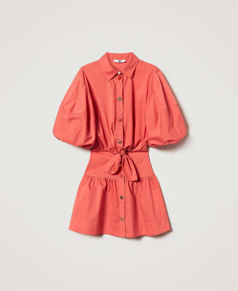 Short poplin shirt dress Coral Sunset Woman 251LM2KEE_12360_S0