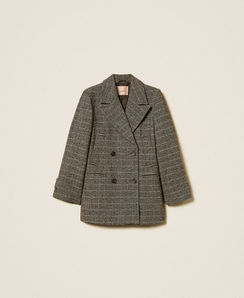 Wool blend pea coat with lurex Brown/Gold Herringbone Woman 252TT2031_12893_S0
