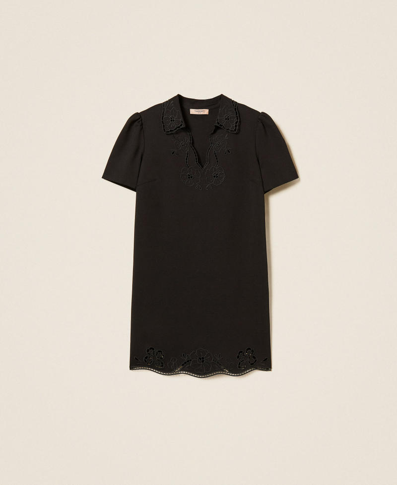 Robe courte avec broderie anglaise Noir Femme 262TP2671_00006_S0