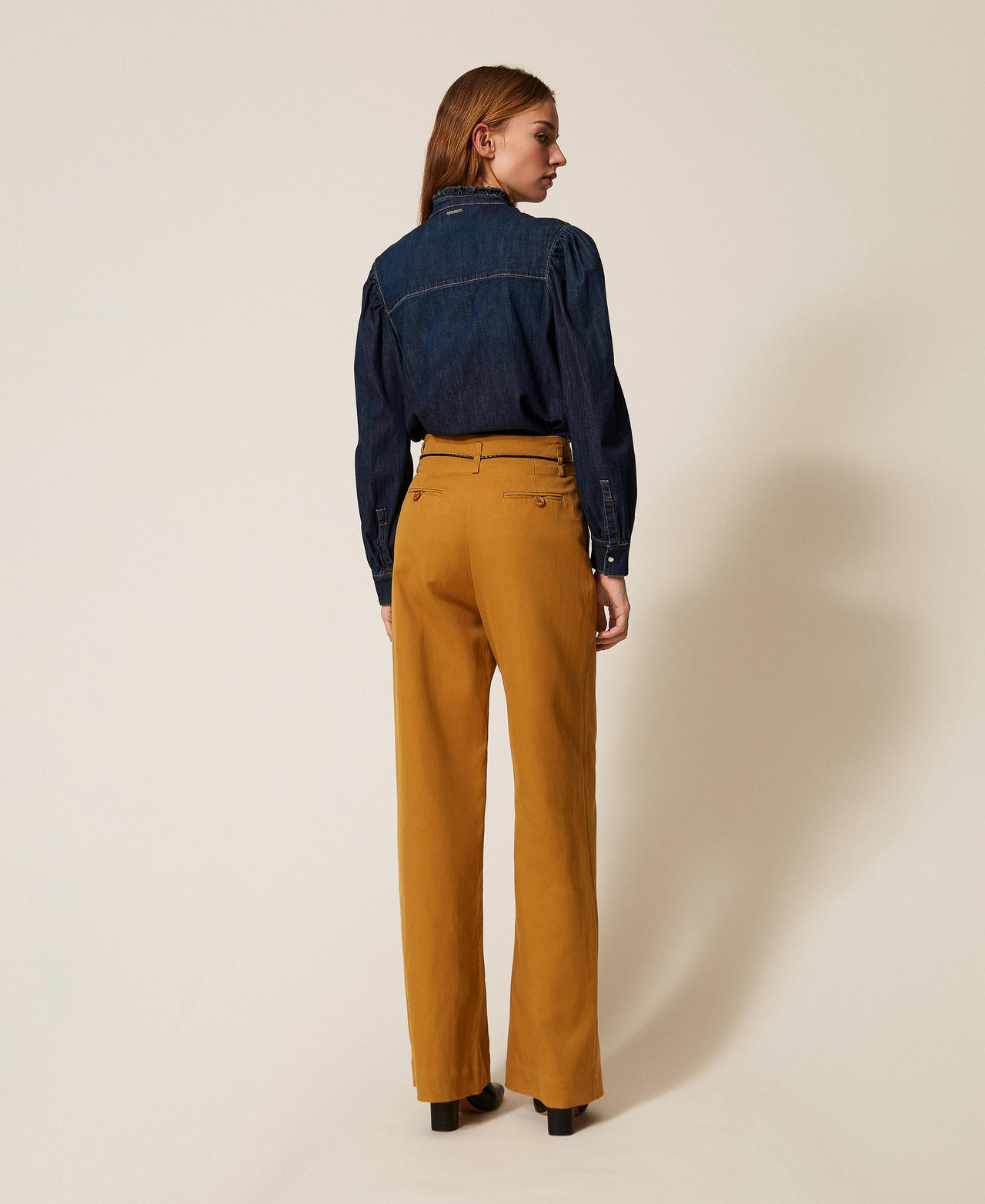 Wide gabardine trousers Woody Brown Woman 261TP2203_12891_03