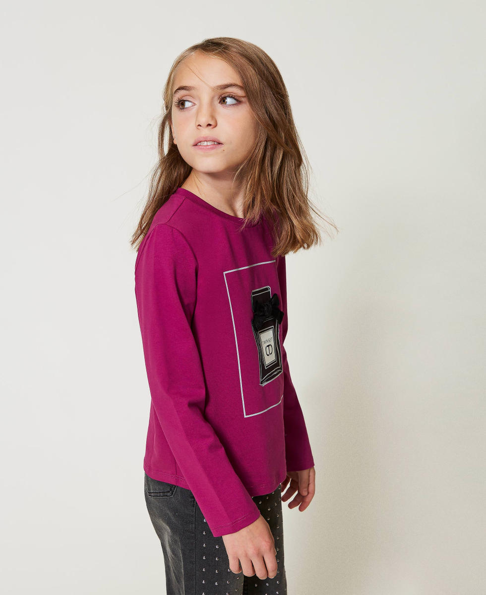 Camiseta con estampado y glitter Magenta Purple Ni&ntilde;a 242GJ2400_11736_02