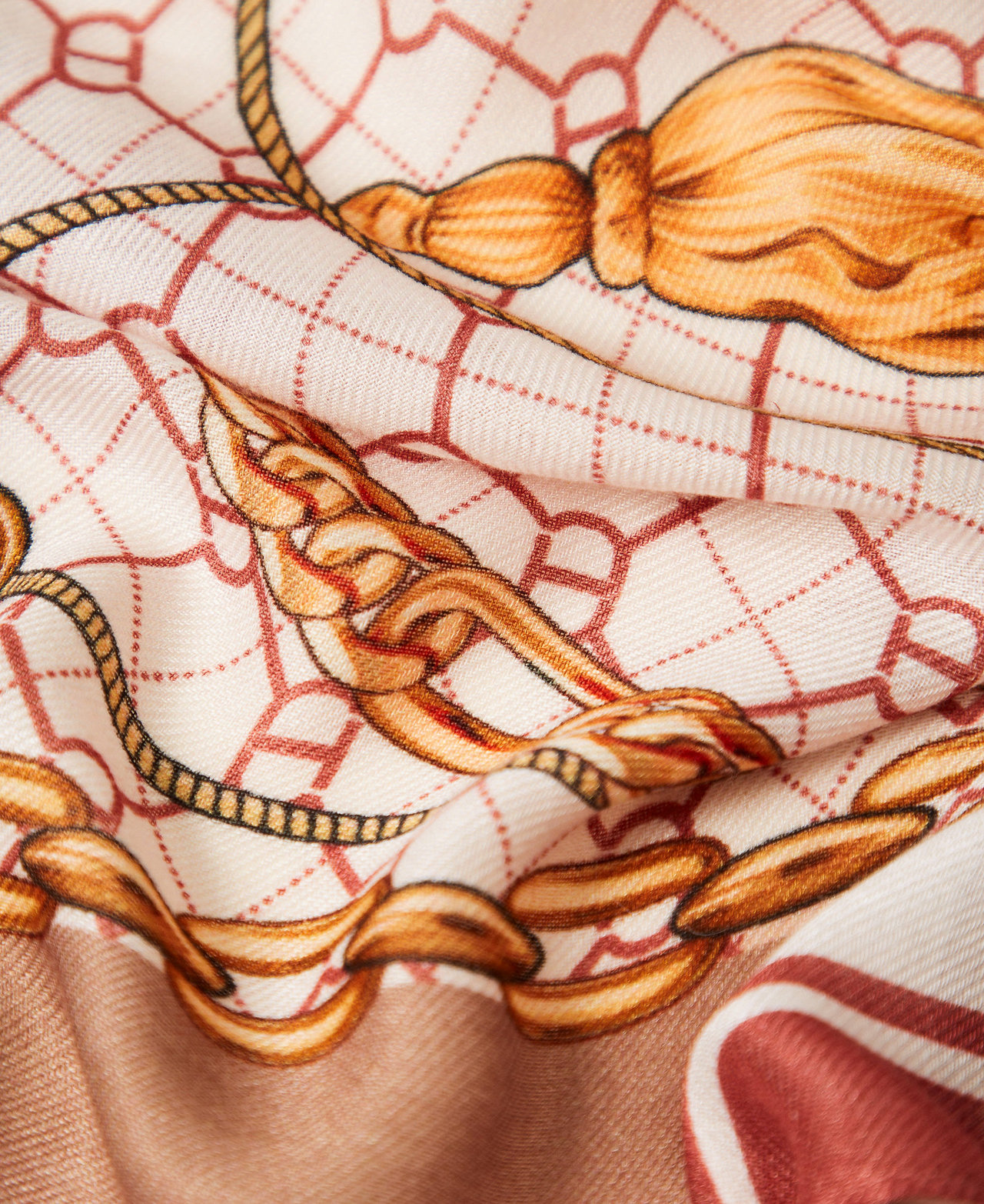 Kefiah with chain print and Oval T Alpaca Brown Oval T Print Woman 252TO5150_12917_02