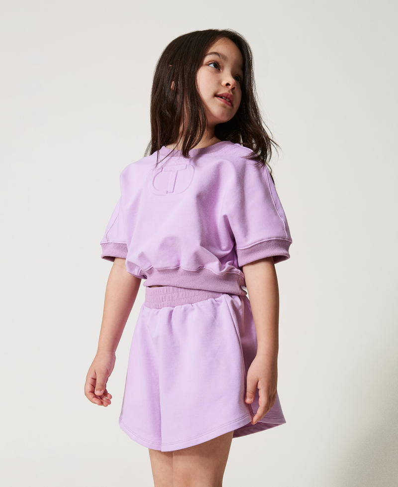 Felpa con Oval T e shorts Pastel Violet Bambina 251GJ2580_11862_02