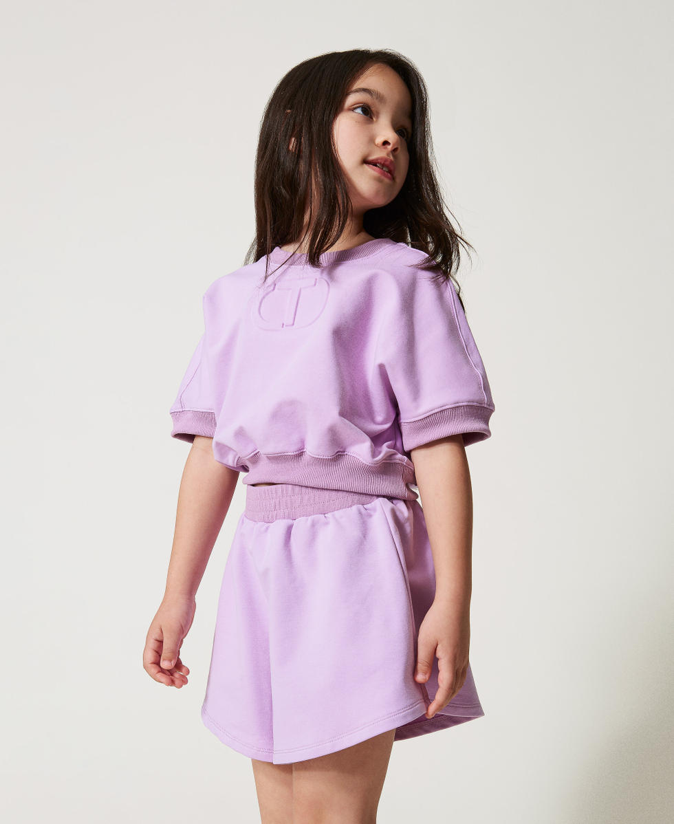 Oval T sweatshirt and shorts Pastel Violet Girl 251GJ2580_11862_02