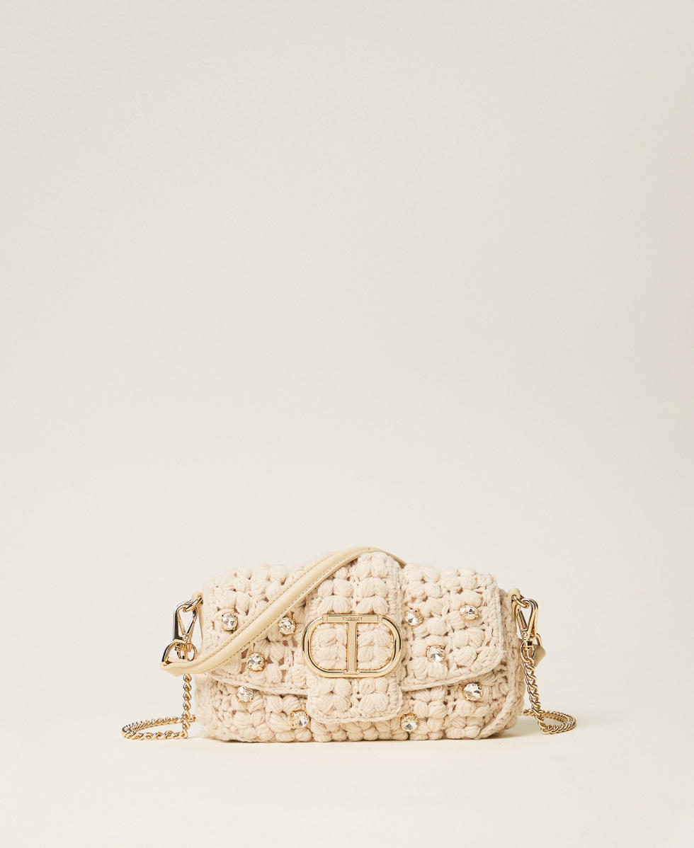Amie' crochet shoulder bag Woman, Beige | TWINSET Milano