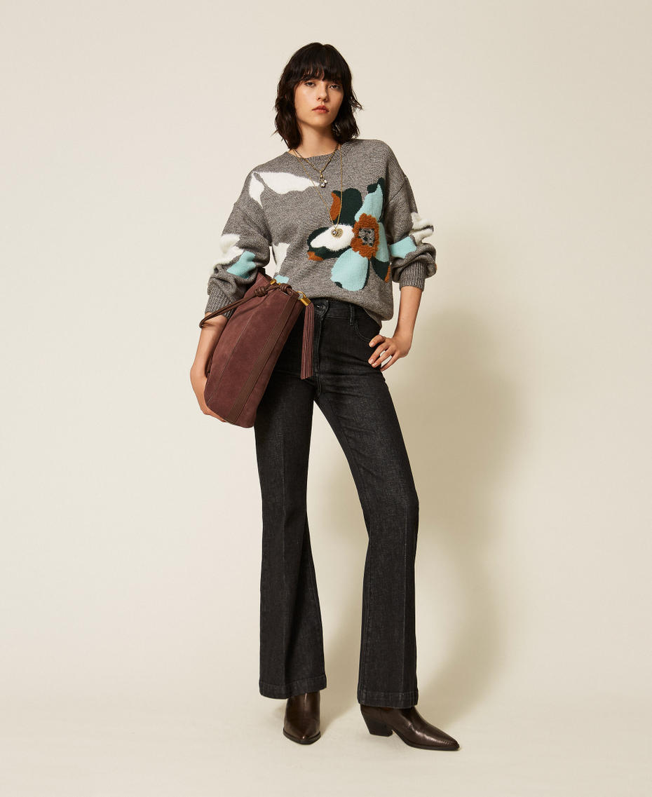 Five-pocket flared jeans Black Denim Woman 262AT2280_01103_T0