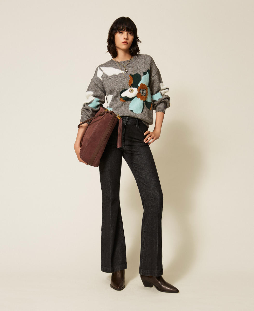 Jeans flare cinque tasche Denim Nero Donna 262AT2280_01103_T0