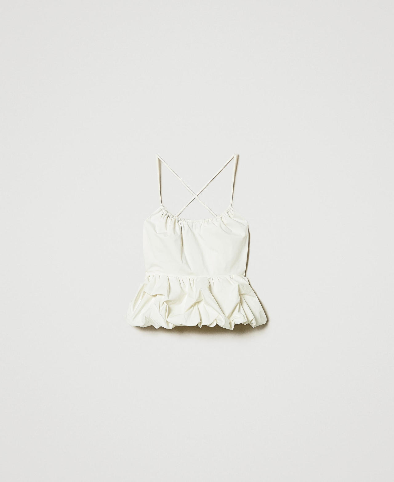 Poplin flounce top Sugar White Woman 251AP2302_00632_0S