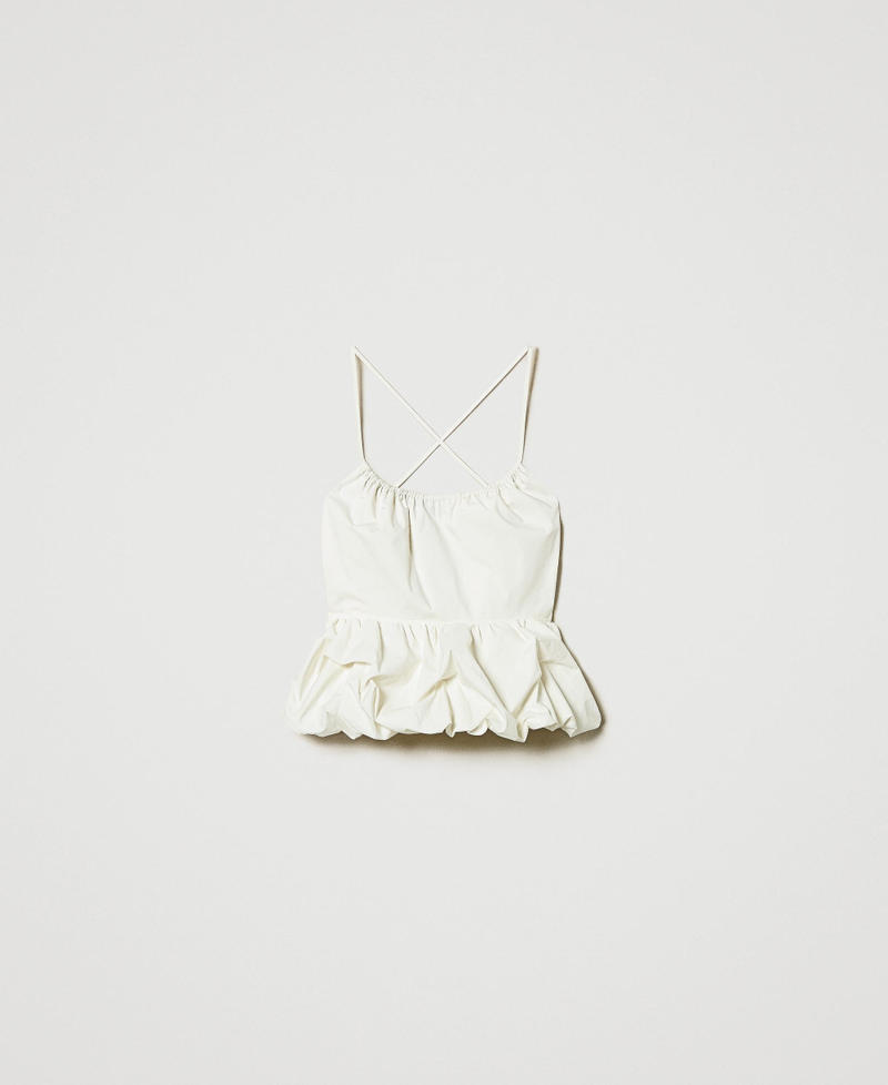 Poplin flounce top Sugar White Woman 251AP2302_00632_0S