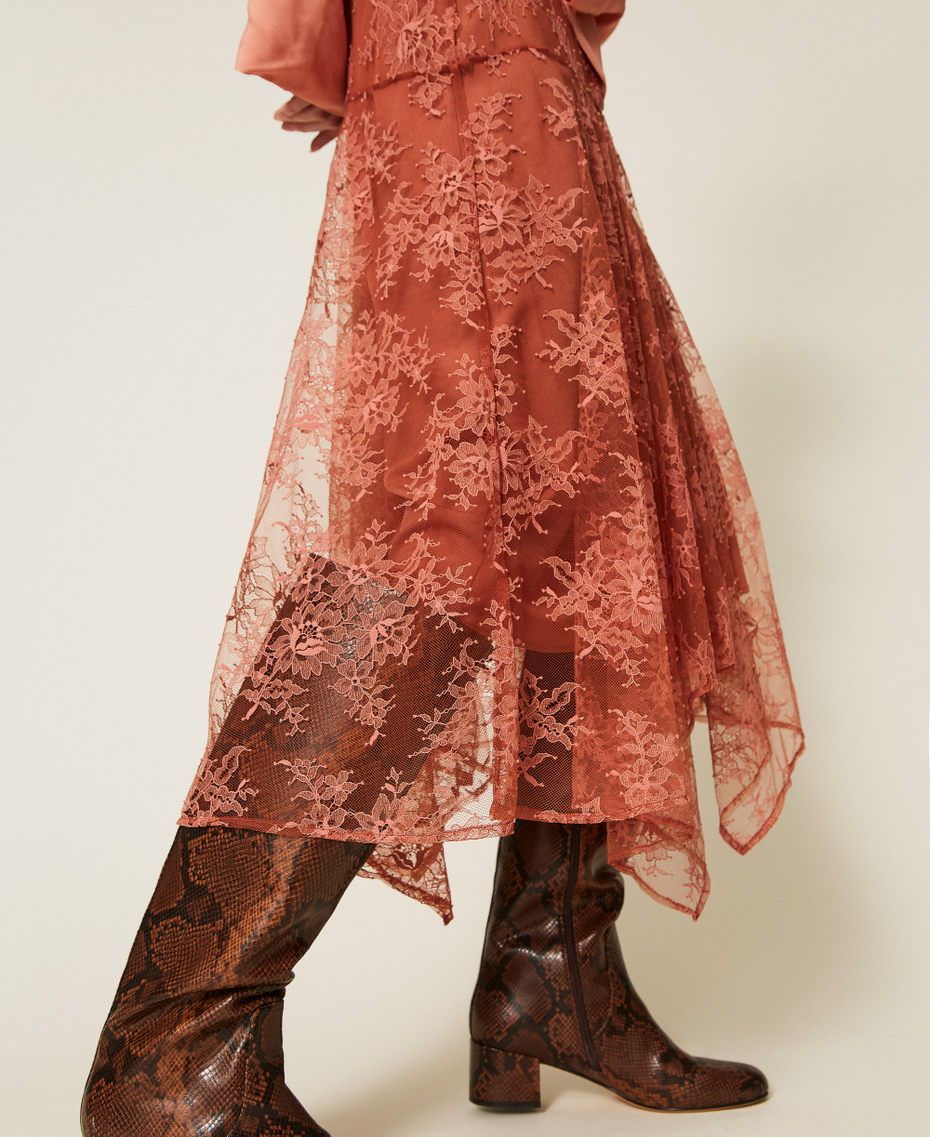 Long lace skirt Rust Brown Woman 252TF2112_12608_04