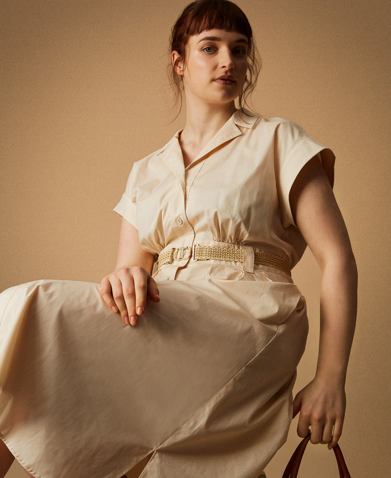 Midi dress in poplin with belt Pretty Pink Woman 251TT2102_12370_PC