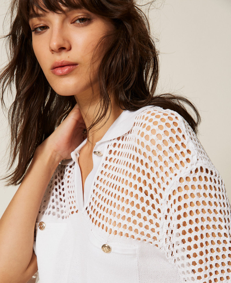 Mesh knit polo jumper Off White Woman 261AP3033_00526_03