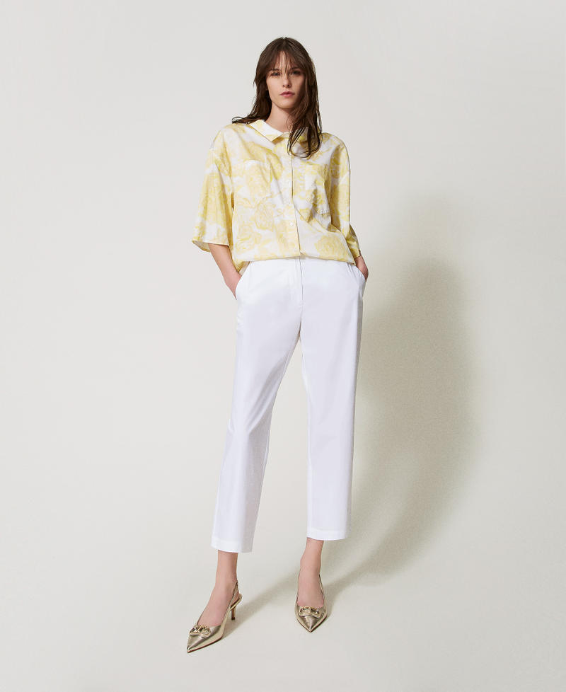 Chinohose aus Popeline "Papers"-Wei&szlig; Frau 251AX2112_00840_01