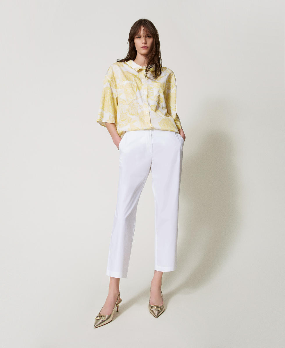 Pantalon chino en popeline Blanc "Papers" Femme 251AX2112_00840_01