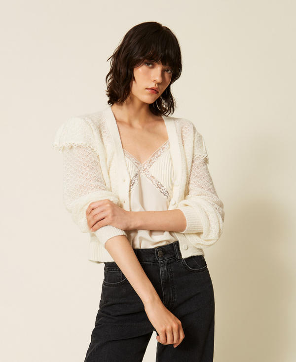 Cardigan en maille avec volants