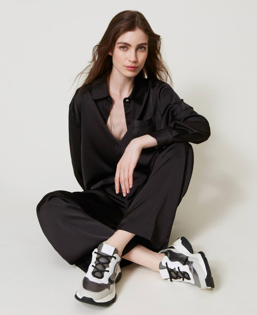 Color-Block-Sneaker im Laufschuhstil Silber Frau 242TGT18C_00995_S0