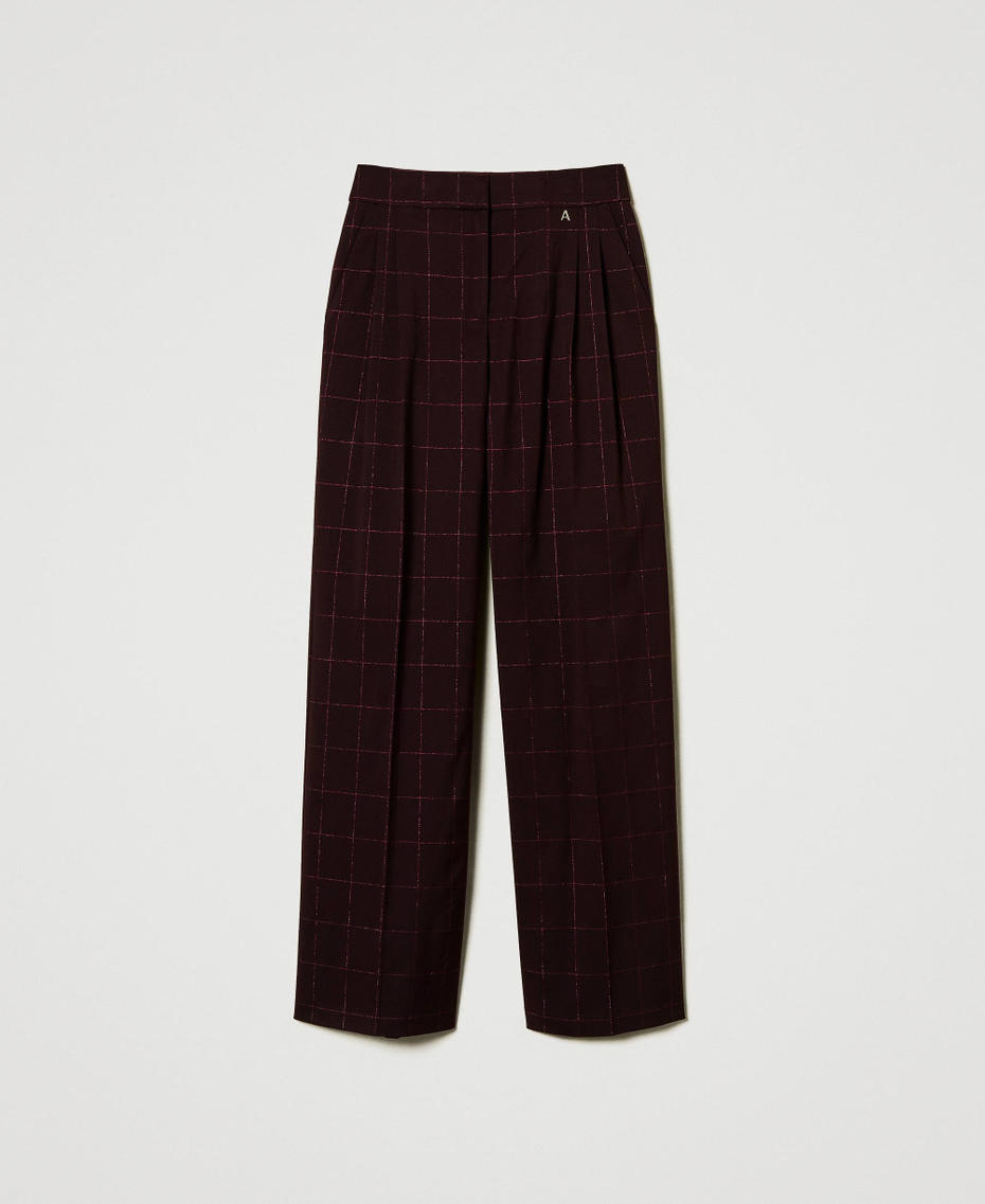 Palazzo trousers with lurex check pattern Potent Purple Woman 242AT2165_11963_S0