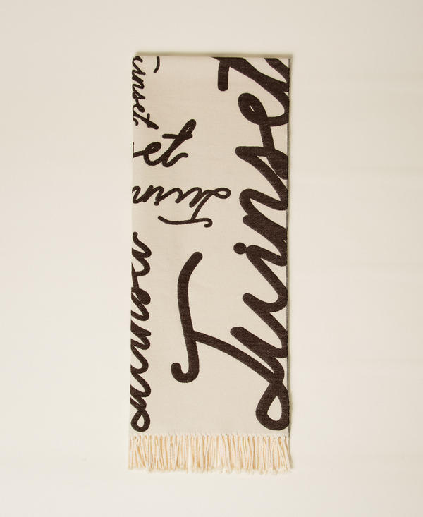 Stola jacquard con logo lettering