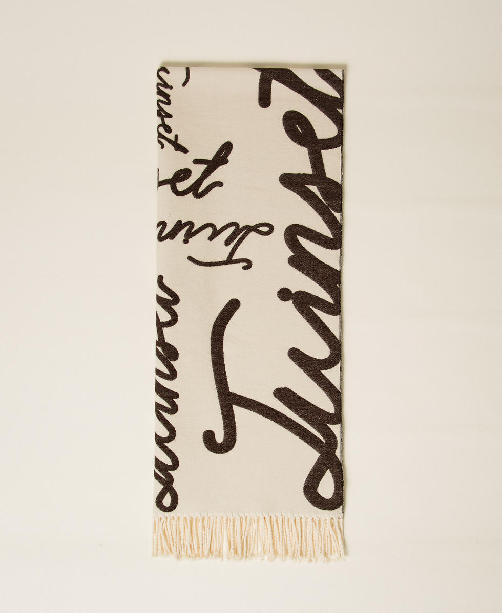 Étole jacquard avec inscription siglée Bicolore Natural Clair/Marron « Black Chocolate » Femme 252TO5061_12913_01