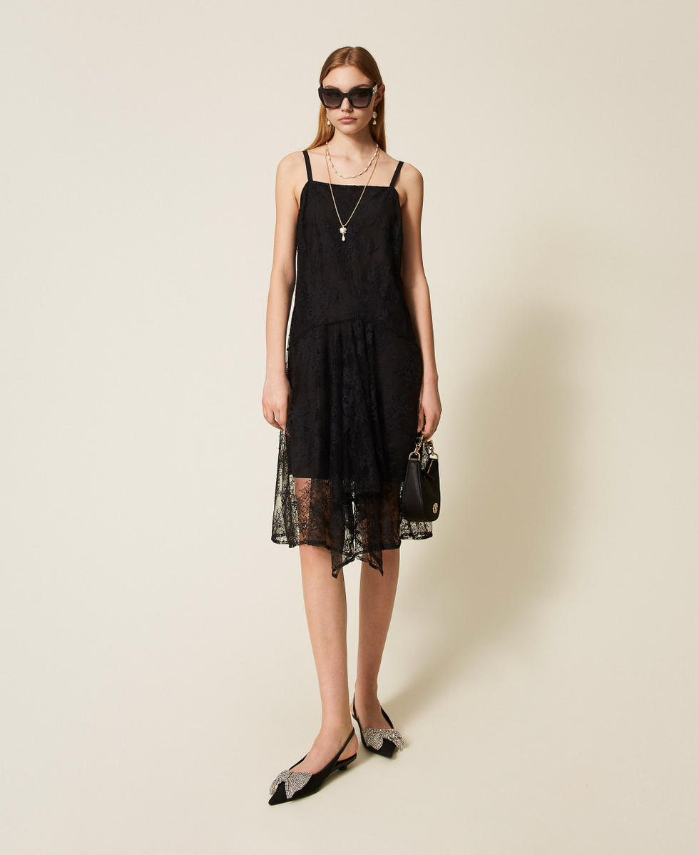 Lace midi dress Black Woman 252TF2110_00006_T0