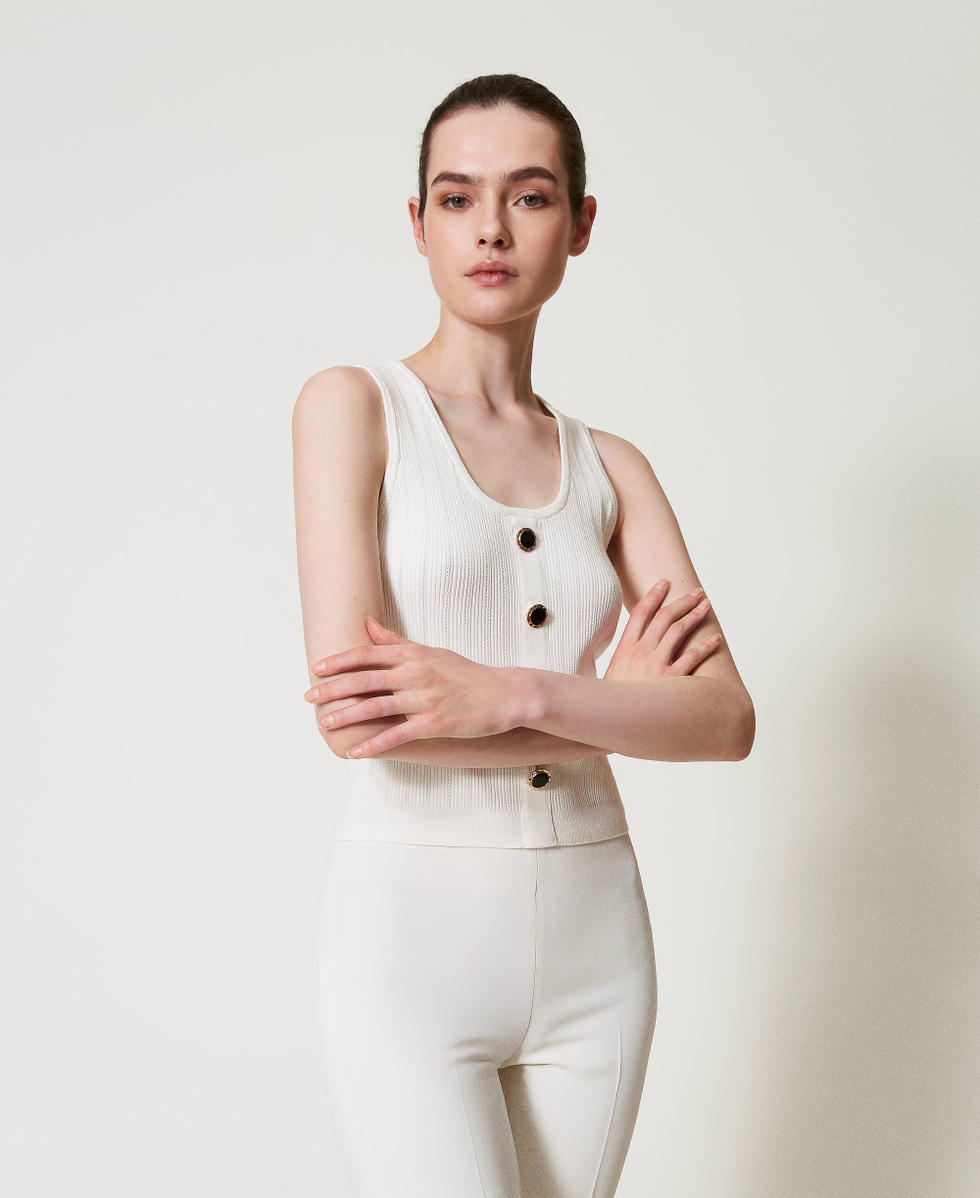 Knit top with decorative buttons White Snow Woman 251TP3492_00282_01
