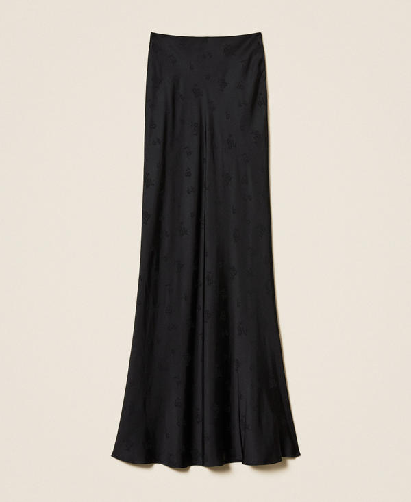 Long jacquard satin skirt