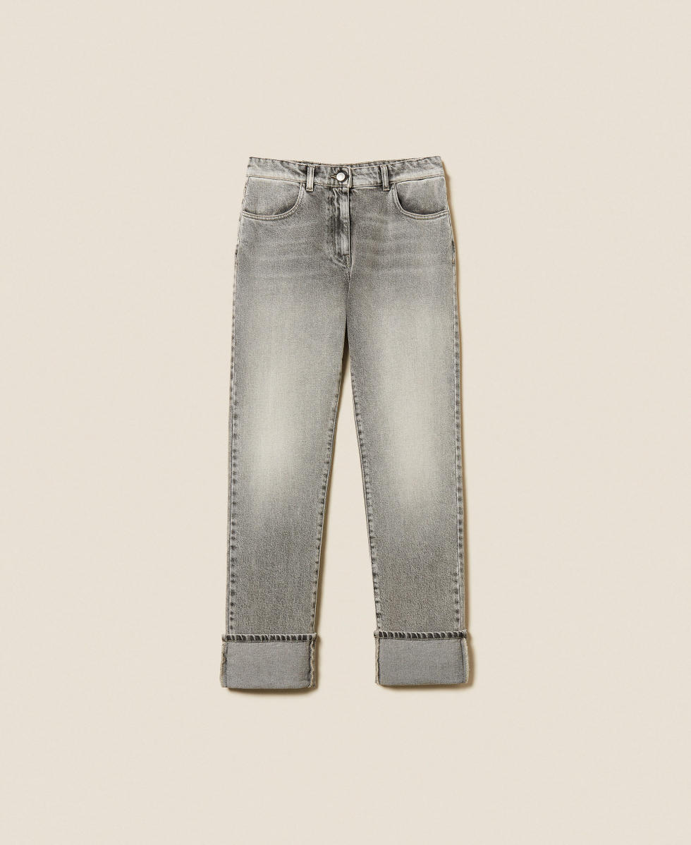 Straight-Fit-Jeans mit Umschlag