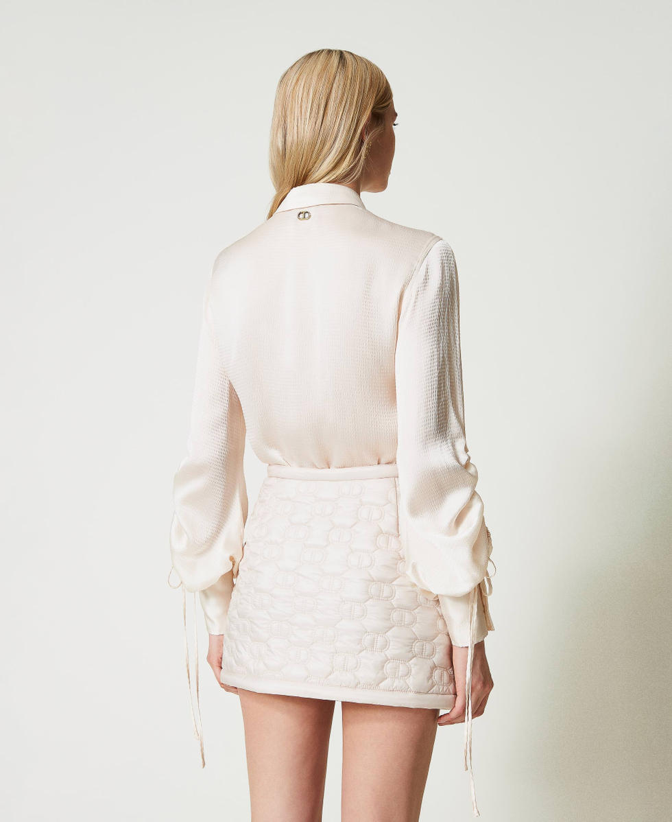 Chemise en satin martelé avec ajour Blanc « Old White » Femme 242TP2477_11748_07