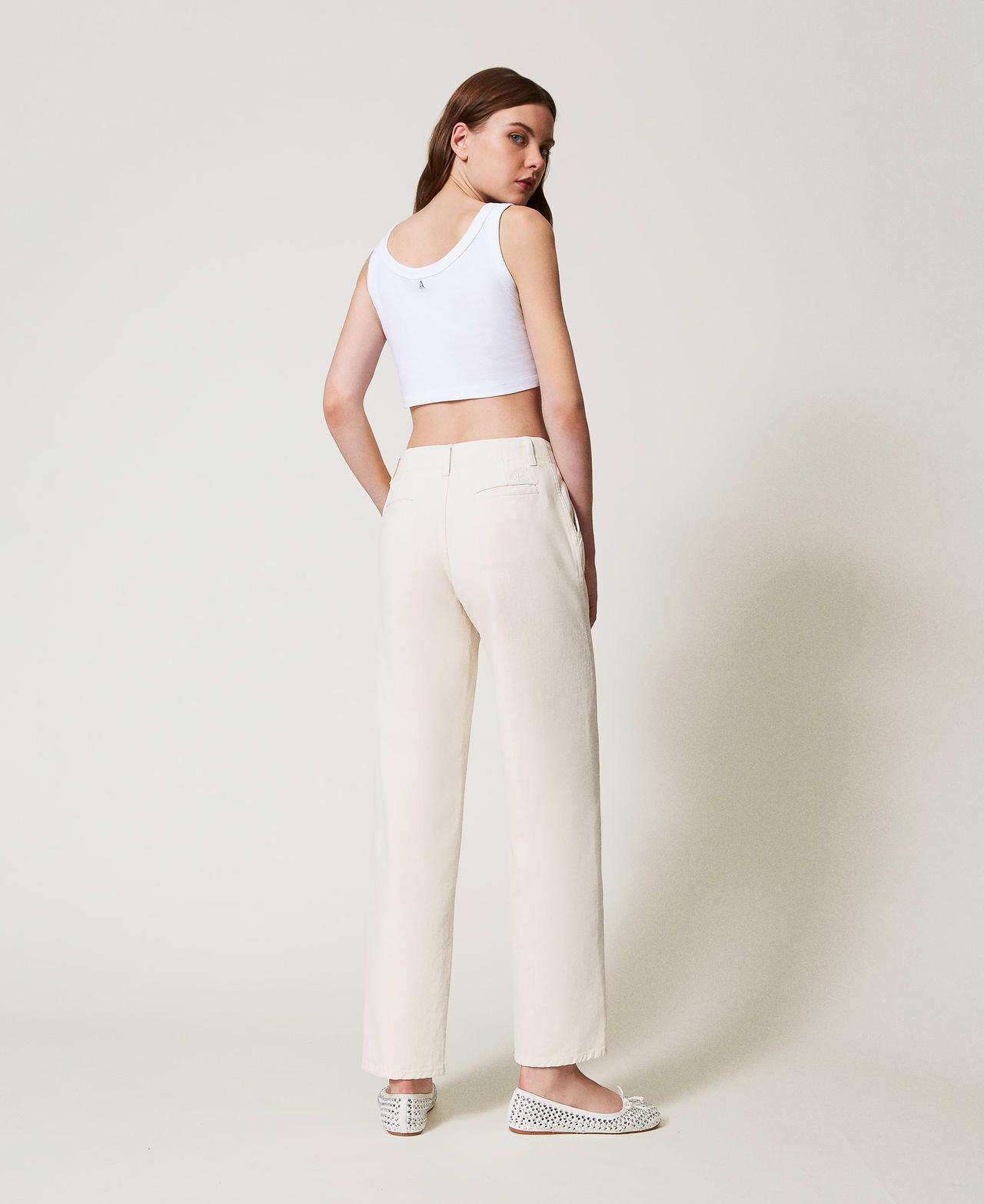 Bull trousers with organic cotton Angora Beige Woman 251AP2361_12114_02