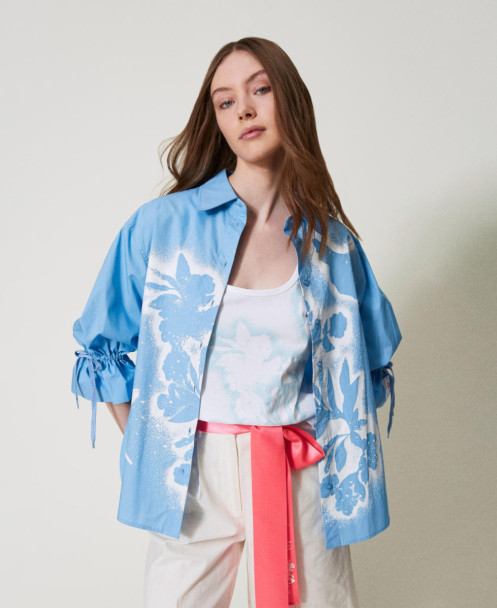 MYFO Hemd mit Blumenmotiv und Tunnelzügen