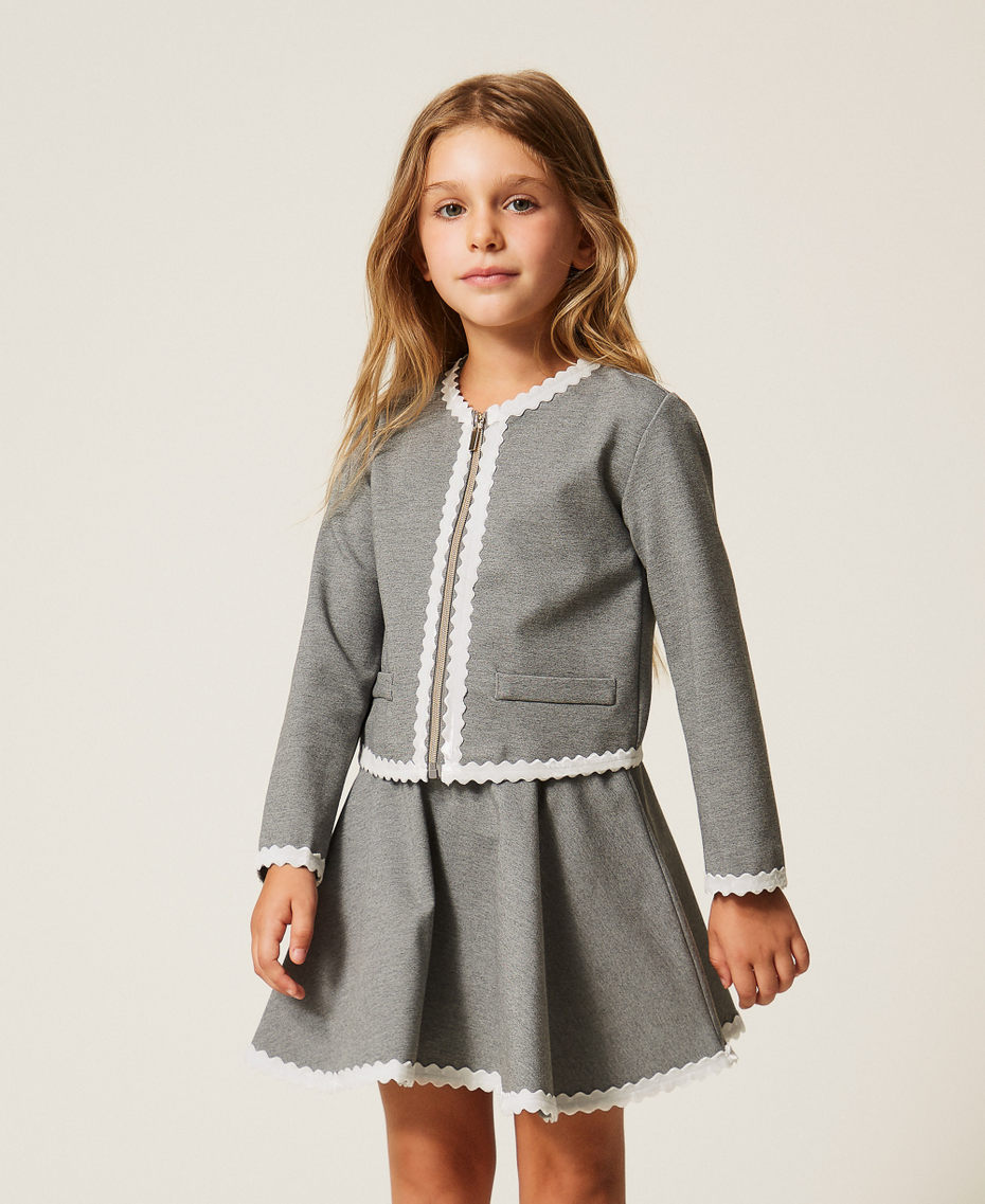Blouson fille avec d&eacute;tails en velours Gris Clair Chin&eacute; Fille 262GB202A_12837_01