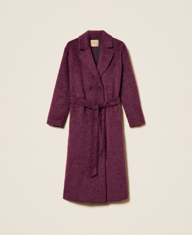 Double-breasted wool blend coat Purple Eden Woman 252TT2221_12635_S0