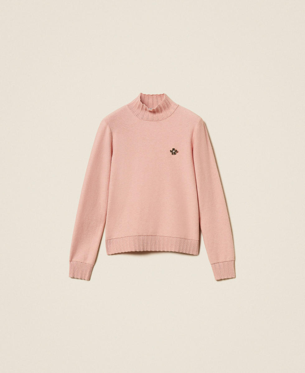 Maglia a lupetto con spilla Powder Rose Donna 262LI3BAA_13678_S0