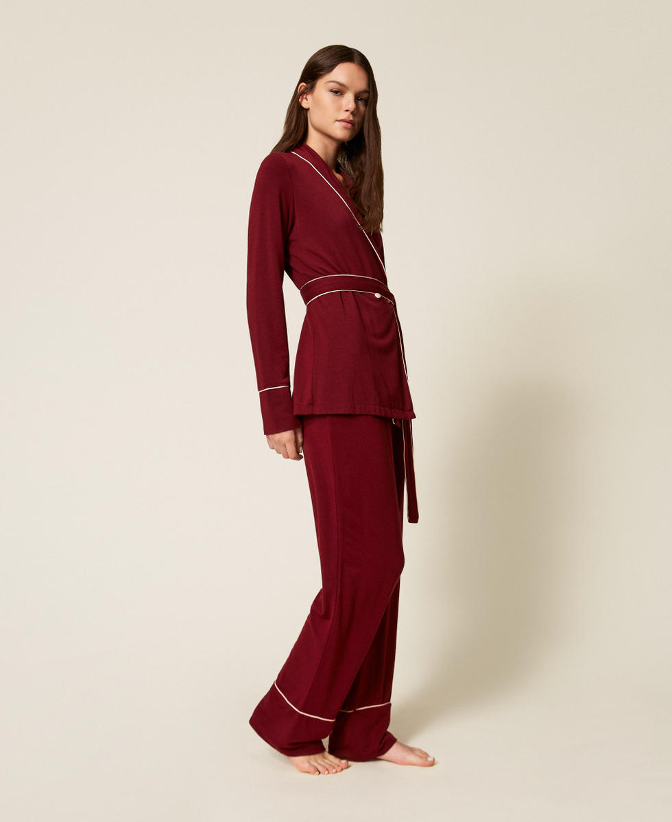 Pyjama masculin avec ceinture Bicolore Rouge &laquo;&nbsp;Red Wine&nbsp;&raquo;/Rose &laquo;&nbsp;Pink Dust&nbsp;&raquo; Femme 252LL2FAA_12861_02