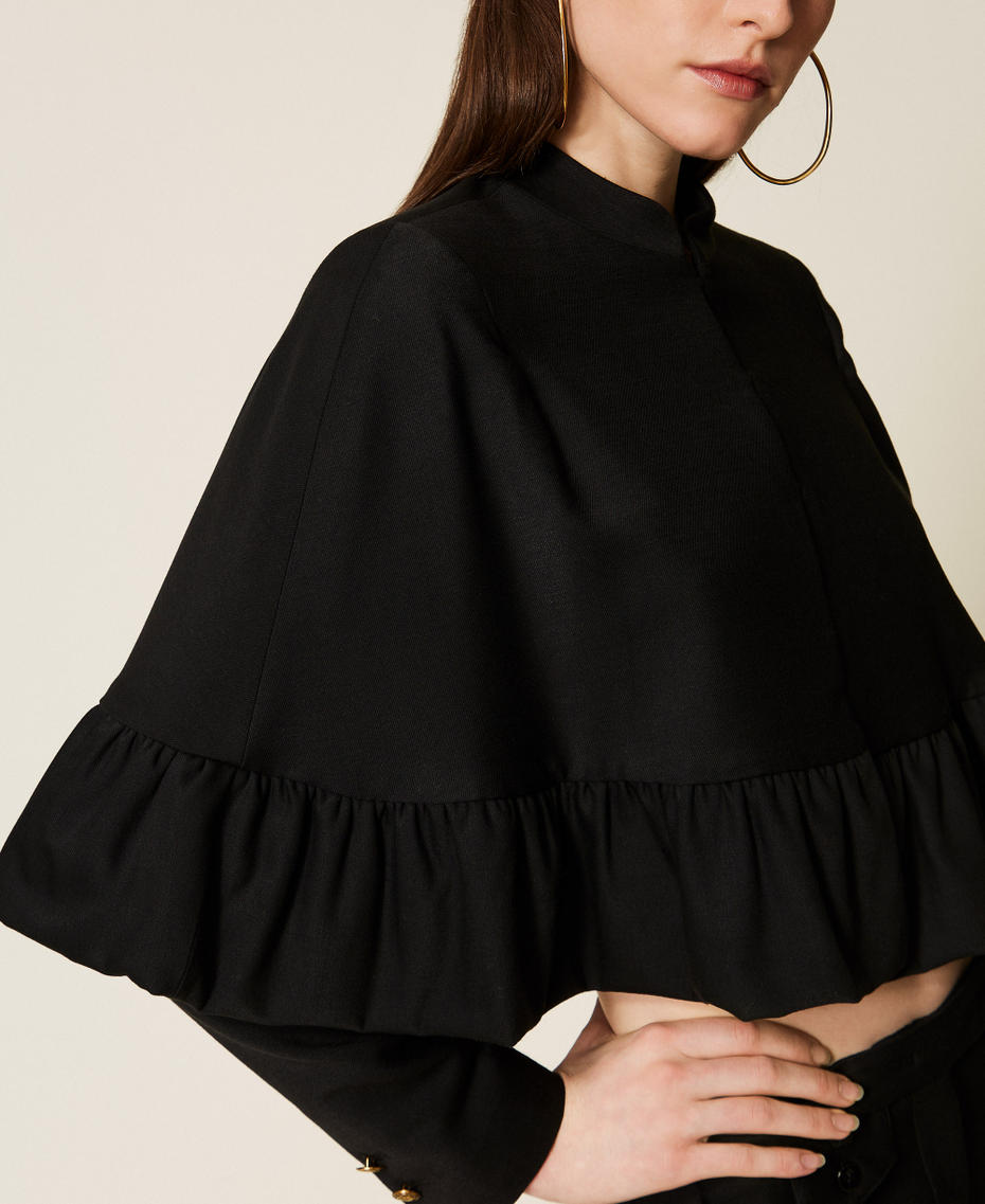Wool blend cape jacket Black Woman 252TS2062_00006_04