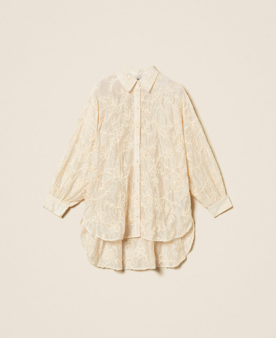 Muslin shirt with Cornely embroidery Parchment White Woman 261LB2UFF_00461_S0