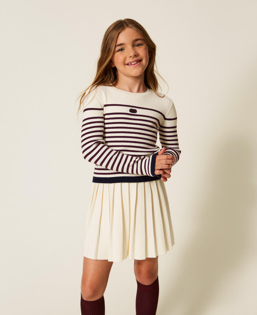 Pull col montant rayé