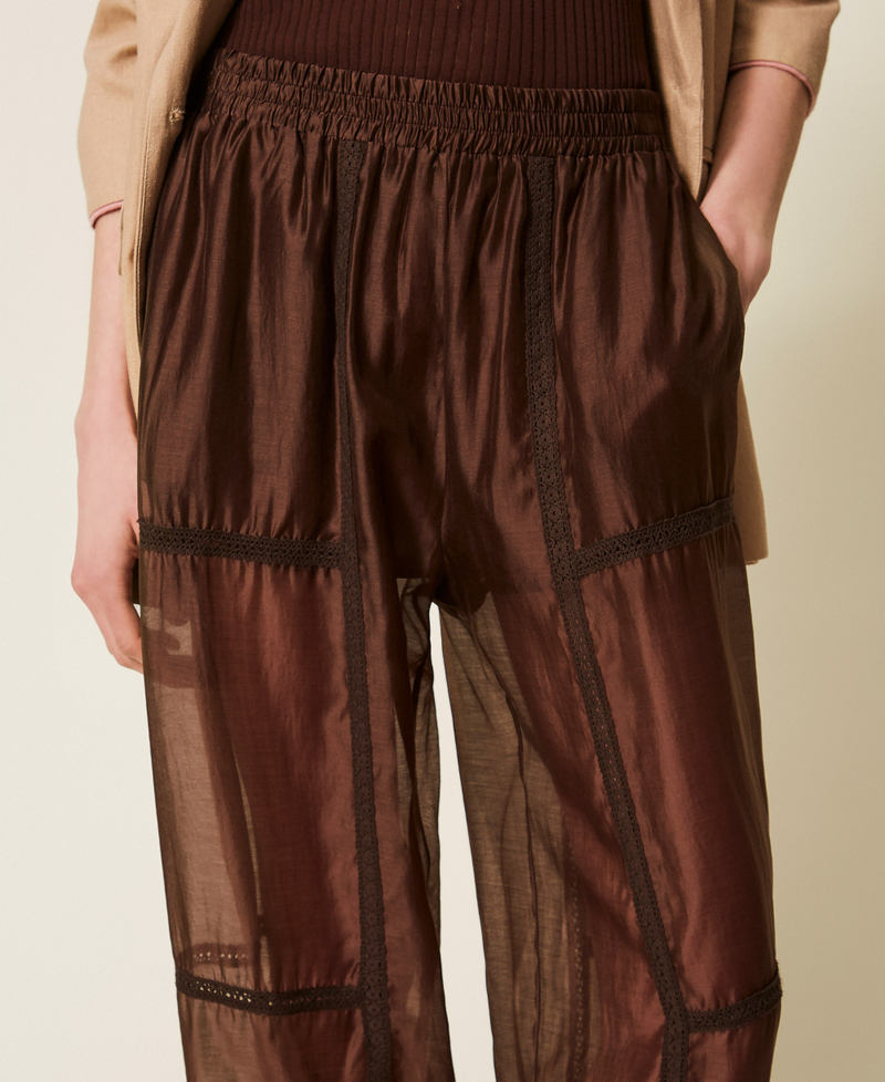 Voile joggers with lace Coffee Liqueur Woman 261TF2041_12110_04
