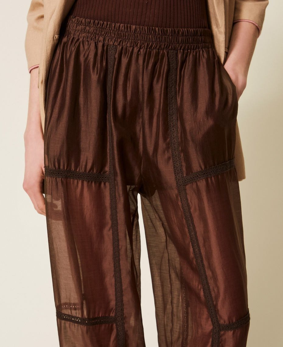 Voile joggers with lace Coffee Liqueur Woman 261TF2041_12110_04